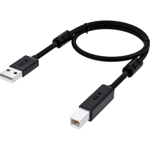 GCR Кабель PROF 1.5m USB 2.0, AM/BM, черный, ферритовые кольца, 28/24 AWG, экран, армированный, морозостойкий, GCR-52078