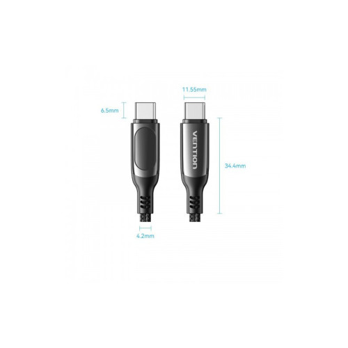 Кабель Vention USB 2.0 CM/CM с LED дисплеем - 1.2м. Чёрный 5А PD100W, шт.