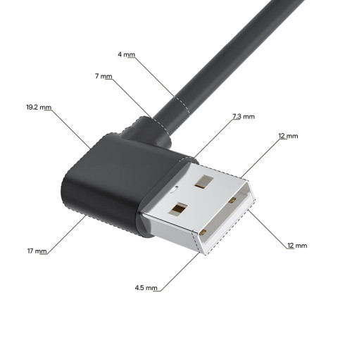 GCR Кабель питания 1.0m USB AM левый угол / DC 3.5х1.35 mm угловой, черный, GCR-56038
