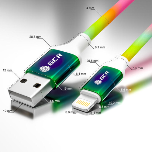 GCR Кабель 1.2m USB AM/Lightning - поддержка всех IOS, MFI, AL корпус, GRADIENT, GCR-53107