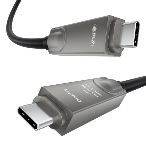 GCR PRO Кабель AOC Type-C 15.0m оптический 8K60Hz, 40Gbps, PD 60W, M/M, черный, GCR-57747