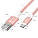 GCR QC Кабель 1.0m MicroUSB, быстрая зарядка, розовый нейлон, AL корпус розовый, белый ПВХ, 28/24 AWG, GCR-52473