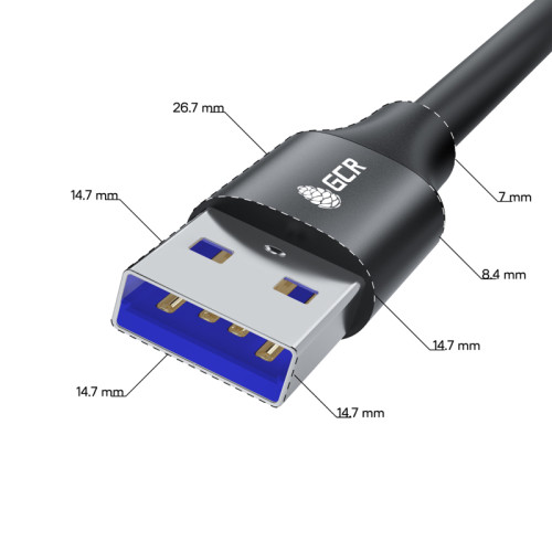 GCR Удлинитель 2.0m USB 3.0 (USB 3.2 Gen 1), AM/AF, 5 Гбит/с, черный, AL корпус, экранирование, армирование, GCR-55280