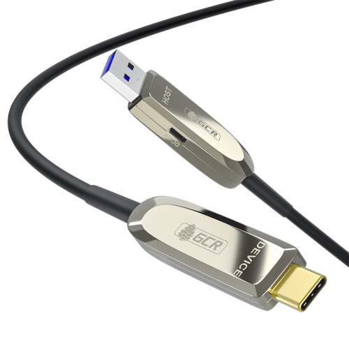 GCR Кабель USB 3.1 (USB 3.2 Gen 2) Type-C, 5.0m, оптический, AM / CM, 10 Гбит/с, черный