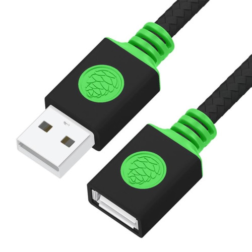 GCR PRO Удлинитель Premium PROF 1.0m USB 2.0 AM/AF, черный, в оплетке нейлон 28/24 AWG, медь, экран, армирование, заземление, GCR-57477