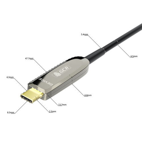 GCR Кабель USB 3.1 (USB 3.2 Gen 2) Type-C, 5.0m, оптический, AM / CM, 10 Гбит/с, черный