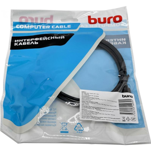 Кабель Buro ver1.4 USB Type-C (m) DisplayPort (m) 1.5м (BU-TYPEC-DP-1.5M) черный [BU-TYPEC-DP-1.5M]