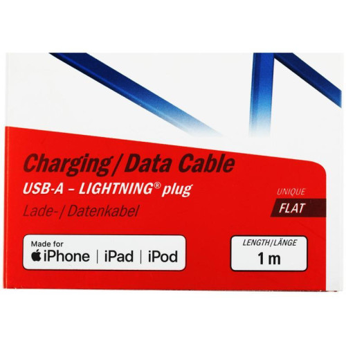 Кабель Hama 00187232 USB (m)-Lightning (m) 1м синий плоский [00187232]
