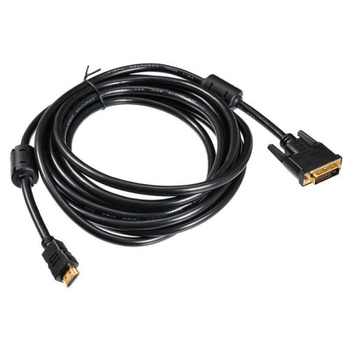 Кабель Buro HDMI (m) DVI-D (m) 5м (HDMI-19M-DVI-D-5M) феррит.кольца черный [HDMI-19M-DVI-D-5M]