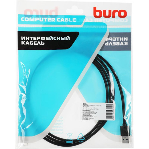 Кабель Buro BHP USB-TPC-1.8 USB (m)-USB Type-C (m) 1.8м черный [BHP USB-TPC-1.8]