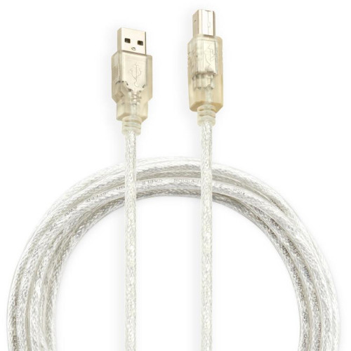 Кабель Buro USB2.0-AM/BM-3-TRANS USB A(m) USB B(m) 3м прозрачный [USB2.0-AM/BM-3-TRANS]