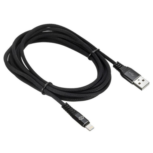 Кабель Digma LIGHT-3M-BRAIDED-BLK USB (m)-Lightning (m) 3м черный [LIGHT-3M-BRAIDED-BLK]