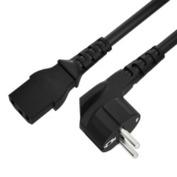 4ПХ Кабель питания черный 3.0m, евровилка угловая Schuko - С13, 3*1,0mm, 4PH-R90420