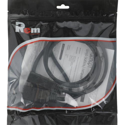 Шнур питания Rem R-16-Cord-C19-C20-1.8 C19-C20 проводник.:3x1.5мм2 1.8м 220В 16А (упак.:1шт) черный