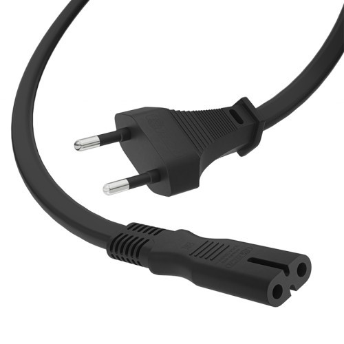 GCR Кабель питания 1.0m, CEE 7/16 / IEC C7, черный, 2*0,5mm, GCR-54292