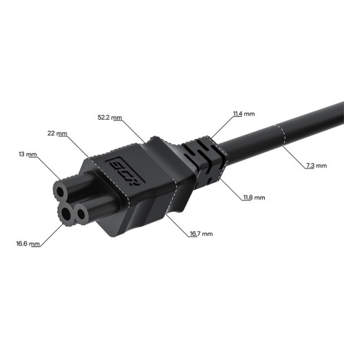 GCR Кабель питания 0.5m, С14 - С5, черный, 3*0,75mm, GCR-55919