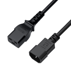 GCR PRO Кабель питания PROF 0.5m, С19 - С14, черный, 3*1,5mm, медь