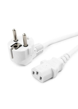 Кабель питания Cablexpert PC-186-1-3 белый, 1.8м, Schuko(S22) - C13, Сечение провода 3x1кв.мм, с заземлением, без индивидуальной упаковки (сборка)