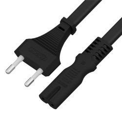 GCR Кабель питания 2.0m, CEE 7/16 / IEC C7, черный, 2*0,5mm, GCR-54294