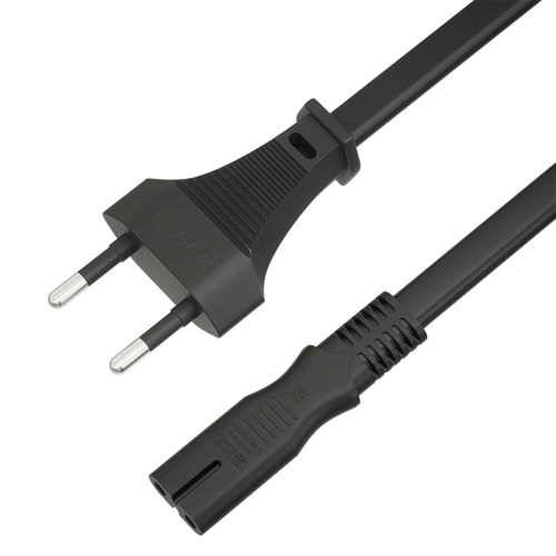 GCR Кабель питания 1.0m, CEE 7/16 / IEC C7, черный, 2*0,5mm, GCR-54292