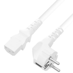 4ПХ Кабель питания белый 1.0m, евровилка угловая Schuko - С13, 3*0,75mm, 4PH-R90441