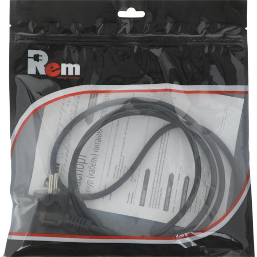 Шнур питания Rem R-10-Cord-C13-S-1.8 C13-Schuko проводник.:3x1мм2 1.8м 220В 10А (упак.:1шт) черный