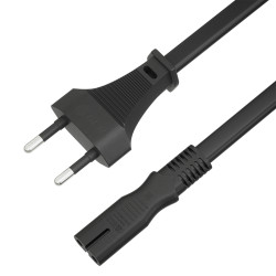 GCR Кабель питания 1.0m, CEE 7/16 / IEC C7, черный, 2*0,5mm, GCR-54292