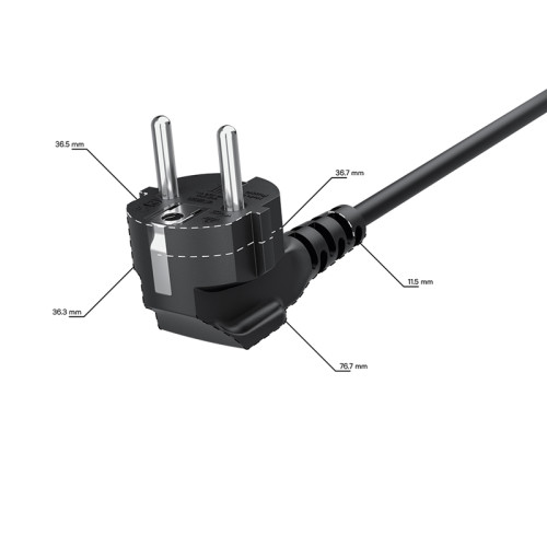 GCR PRO Удлинитель PROF черный, 20.0m, евровилка угловая Schuko - евророзетка, 3*1,5mm, медь, GCR-56426