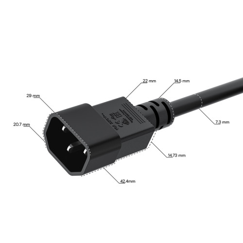 GCR Кабель питания PROF 0.15m, С14 - С5, черный, 3*1,0mm, GCR-55957