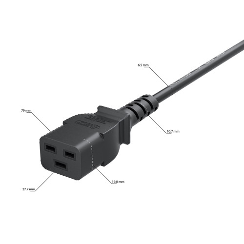 GCR PRO Кабель питания PROF 10.0m, С19 - С20, черный, 3*1,5mm, медь, GCR-56621