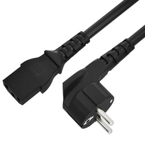 GCR Кабель питания 1.5m, Евровилка угловая - С13, 3*0,75mm, черный, GCR-54241