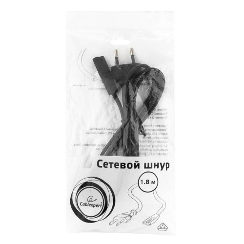 Кабель питания для аудио/видео техники Cablexpert PC-184-VDE-0.5M 0,5м, S52 - C7, VDE, 2х0,75, черный, пакет