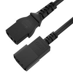 GCR Кабель питания удлинитель 3.0m, С13 - С14, черный, 3*0,5mm, GCR-54322