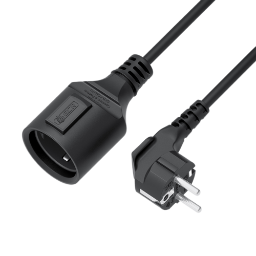 GCR PRO Удлинитель PROF черный, 2.0m, евровилка угловая Schuko - евророзетка, 3*1,5mm, медь, GCR-56419