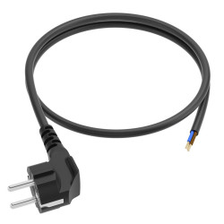 GCR Кабель питания PROF 1.0m, евровилка угловая Schuko - без разъема, черный, 3*1,0mm, GCR-55346