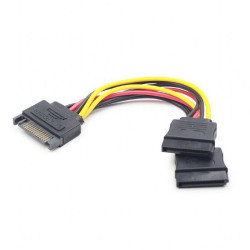 Кабель питания SATA Cablexpert CC-SATAM2F-01, 15pin (M)/2x15pin(F), на 2 SATA устр, 15см {400} (086394)
