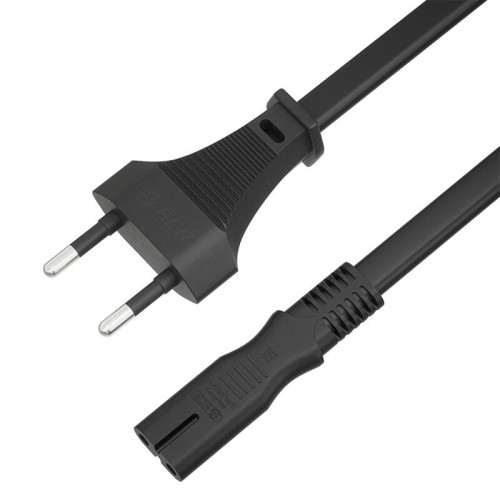 GCR Кабель питания 5.0m, CEE 7/16 / IEC C7, черный, 2*0,5mm, GCR-54296