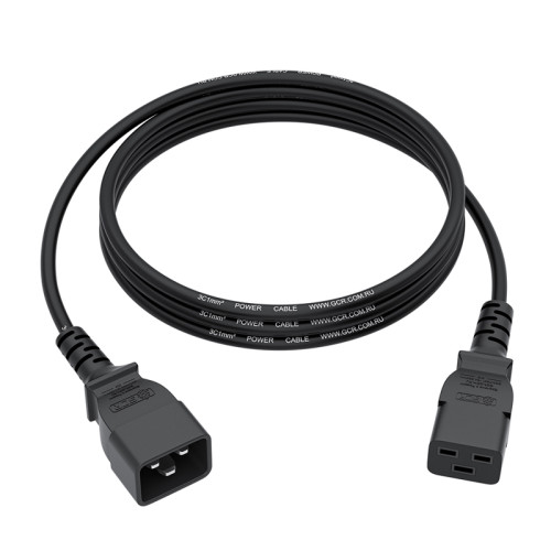 GCR PRO Кабель питания PROF 10.0m, С19 - С20, черный, 3*1,5mm, медь, GCR-56621
