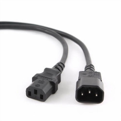 Кабель питания сист.блок-монитор Cablexpert PC-189-10, 3.0м, C13-C14, 6А, Сечение провода: 0,5 мм2, черный, с заземлением {75} (008143)