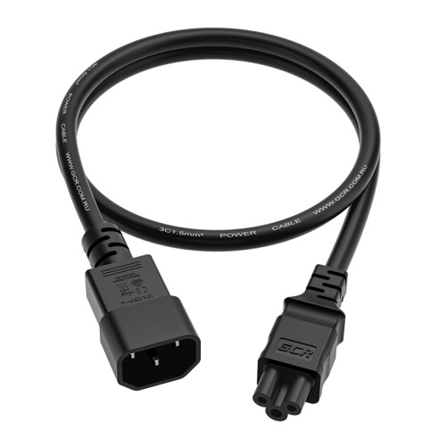 GCR Кабель питания PROF 1.0m, С14 - С5, черный, 3*1,5mm, GCR-55966