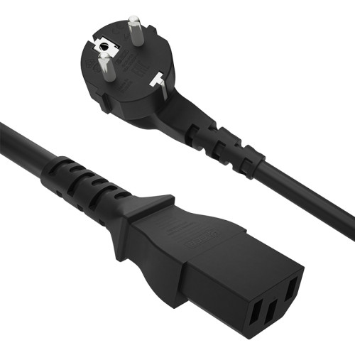 Кабель GCR 1.5m, Евровилка угловая - С13, 3*0,5mm, черный, GCR-54368 [GCR-54368]