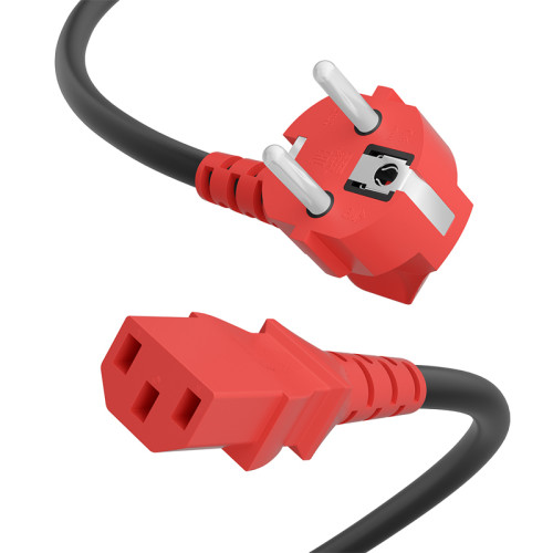 GCR PRO Кабель питания PROF 7.0m, евровилка угловая Schuko - С13, 3*1,0mm, медь, желтые коннекторы, GCR-55948