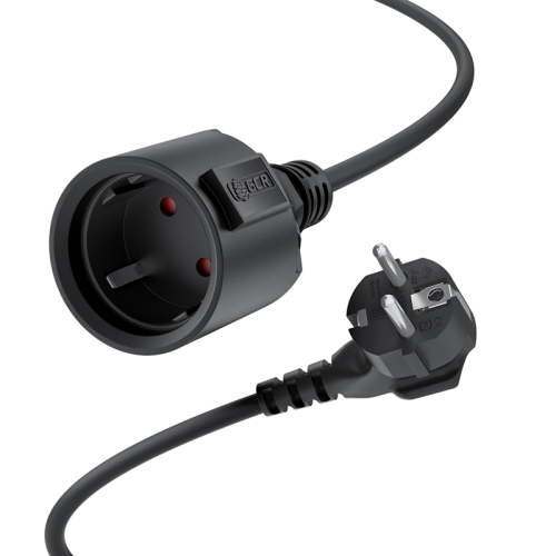 GCR PRO УдлинительPROF черный, 5.0m, евровилка угловая Schuko - евророзетка, 3*1,5mm, медь, GCR-56421