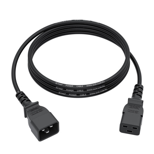 GCR PRO Кабель питания PROF 10.0m, С19 - С20, черный, 3*1,5mm, медь, GCR-56621