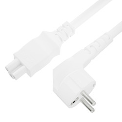 GCR PRO Кабель питания PROF белый, 1.0m, евровилка угловая Schuko - С5, 3*1,0mm, медь, GCR-54429
