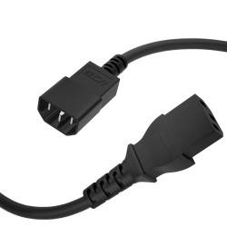 GCR Кабель питания PROF удлинитель 0.5m, С13 - С14, черный, 3*1,0mm, GCR-54334