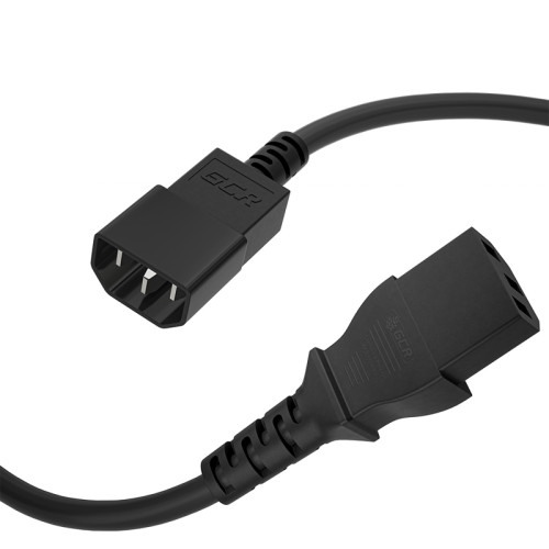 GCR Кабель питания PROF удлинитель 0.5m, С13 - С14, черный, 3*1,0mm, GCR-54334