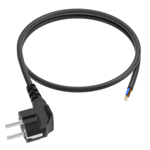 GCR Кабель питания PROF 5.0m, евровилка угловая Schuko - без разъема, черный, 3*1,5mm, GCR-55367