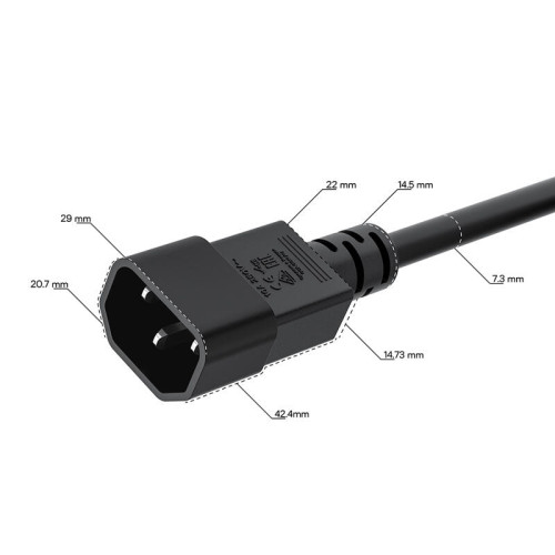 GCR Кабель питания 0.15m, С14 - С5, черный, 3*0,75mm, GCR-55918