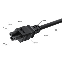 GCR Кабель питания PROF 3.0m, С14 - С5, черный, 3*1,0mm, GCR-55962